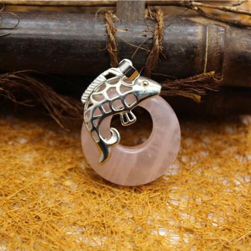 6pcs Natural Roses Quartz Stone Amazonite Dolphins Reiki Donuts Healing Pendant Carnelian Charm Earring Necklace Jewelry Free