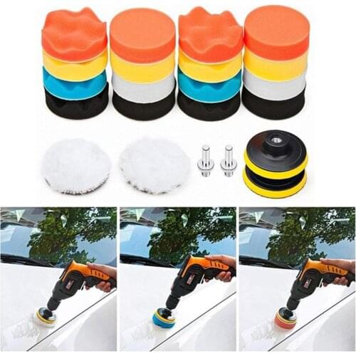 80% HOT SALES!!! 22Pcs/Set 3inch Car Auto Care Round Sponge Buffing Polishing Waxing Pad Kit