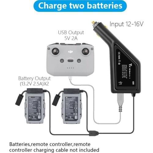 3 in 1 Car Charger Mavic Air2 Car Charger Battery Charging USB Port Remote Control Charge For DJI Mavic Air 2 Charger Hub