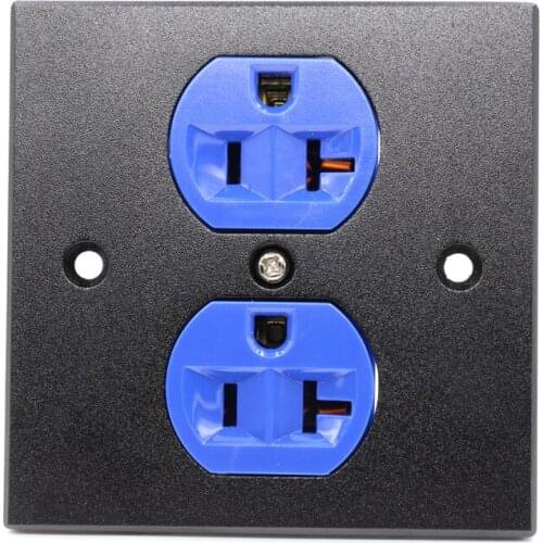 1x US AC blue Power Receptacle Wall Outlet Red Copper Socket HIFI Duplex Plate