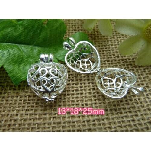 Free Shipping -8 pcs Shiny Silver Heart Shape Filigree Openable Wishing Box,13*18*25mm,Bright Silver Plated Brass,Top Quality