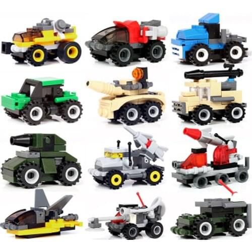 Children Mini Military Transportation toy Tank plane Car Motorcycle Building Blocks City Military Technic playmobil Toy for kids