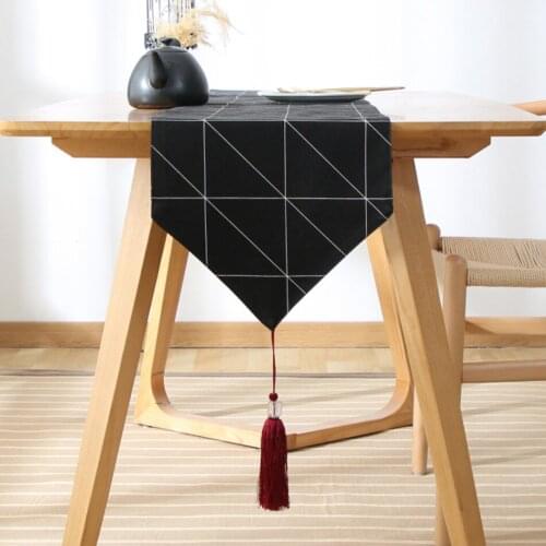 Modern Minimalist Black Geometric Table Runner Dining Table Coffee Table TV Cabinet Dustproof Mat Home Decoration Table Runner