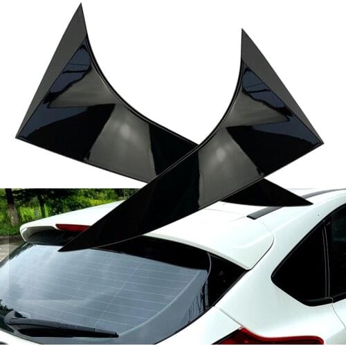 Glossy Black ABS Car Rear Window Spoiler Side Wing Decoration Cover Trim 2Pcs For Ford Focus Hatchback 2014 2015 2016 2017 2018
