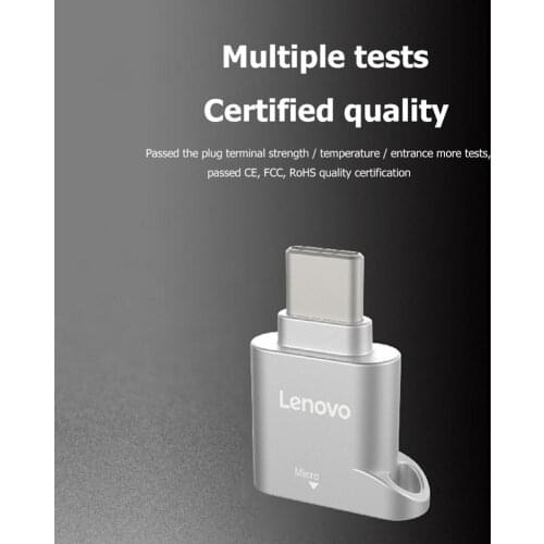 Lenovo D201 USB Type C Card Reader 480Mbps 512GB USB-C TF Micro SD OTG Adapter Type-C TF Memory Card Reader For Laptop Phone