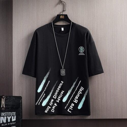 Elena Store Men New Fashion Trend T-Shirt Breathable Regular Fit 100Cotton Print Embroidery Hip Hop Casual Tops High Quality