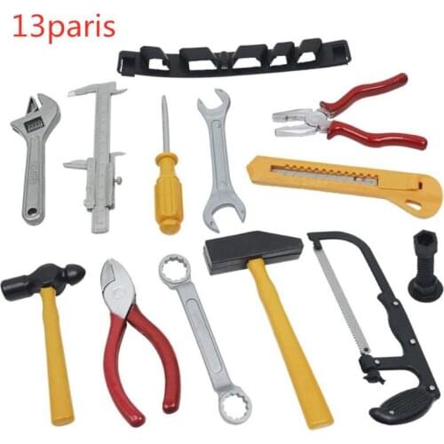 13 PCS Plastic Simulation Repairing Disassembly Tool Set Helmet Plastic Drill Tool Kit Toys Play House Garden Tools For Children