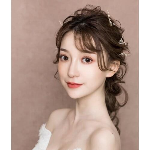 Simple Elegant Bridal Headdress Alloy Crystal Beads Hairnip Set 4pcs for Wedding Perform Studio Prop Daily Life O635