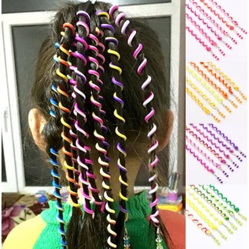 6Pcs Spiral Headbands For Children Girls Colorful Cute Long Braid Hairwear Hair Bands Fashion Kids Hairband Hair Accessories