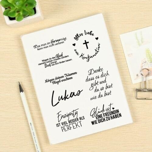 Blessing Lettering German Wishes Clear Stamps for Card Making Decoration and DIY Scrapbooking Silicone Stamps for Handmade Props