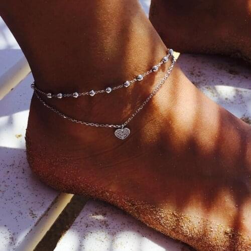 Popular Ladies' Heart-shaped Anklet Anklet Beach Jewelry Fashionable and Fashionable