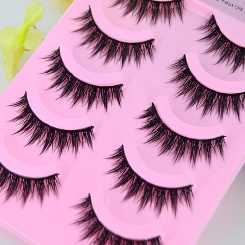 YOKPN Handmade Lashes Cotton Stems False Eyelashes Cross Eye Lashes Winged Pull Stage Smoked Fake Eyelashes Makeup Tool