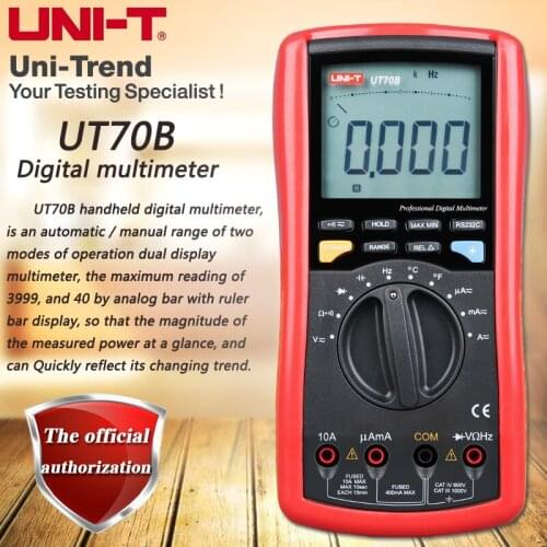 UNI-T UT70B Digital Multimeters, Autoranging Digital Multimeters Temperature Test Analog Pointer Backlight RS232 Data Transfer