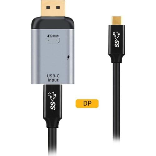 Xiwai Type-C USB-C Input to Displayport DP Output HDTV Adapter with PD Power Port & 100W 10Gbps USB-3.1 Cable for Phone & Laptop