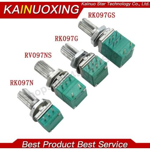5pcs B5K B10K B50K B100K B500K RK097 RV097NS Audio Amplifier Sealed Linear Volume Potentiometer Resistor 15mm Shaft 3/5/6/8pins