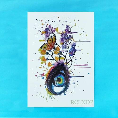 Waterproof Temporary Tattoo Sticker blue eye with flower tatto stickers flash tatoo fake tattoos for women