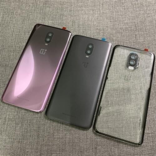 Oneplus6T Rear Housing For Oneplus 6T One Plus Glass Back Cover Repair Replace Phone Battery Door Case + Camera Lens Logo Glue