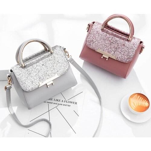 Newets Fashion Famous Ladies Sequin Square Bag High Quality PU Leather Women Designer Luxury Handbag Mini Shoulder Messenger Bag
