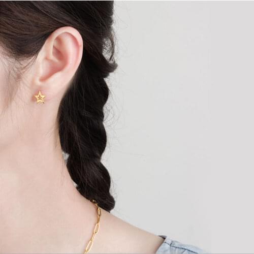 VENTFILLE 925 Sterling Silver Love stud earrings female simple and small five-pointed star earrings Handmade Jewelry Accessories