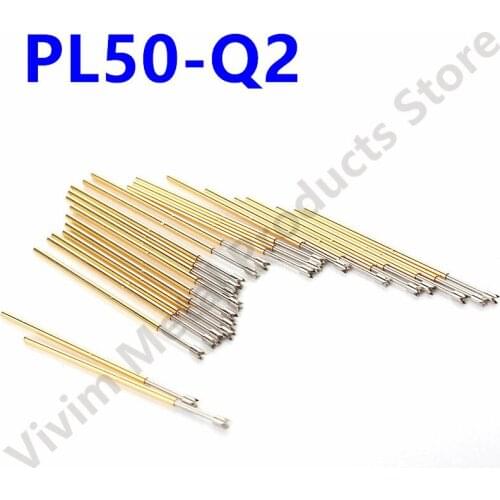100 Pcs Spring Test Probe PL50-Q2 Brass Nickel Plated Needle Head Test Instrument Accessories Length 27.8mm for Electronic Tools