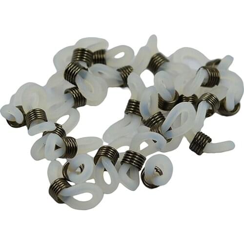 25pcs Silver Metal Coil Chain Eyeglass Cream Rubber End Loop Strap Holder