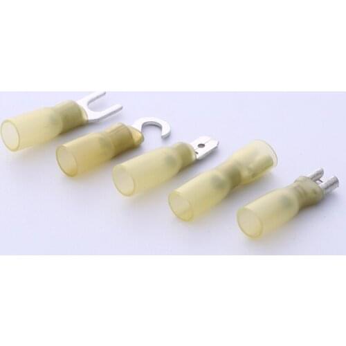 25x Yellow Heat Shrink Fully Insulated Female Male Spade Terminal 6.3mm and Fork Terminal 5mm screw Adhesive