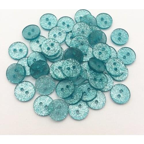 500pcs 13mm 1Turquoise Blue Glitter Sparkly Buttons Resin Round 2 Holes Accessories For Clothes Sewing Accessories Baby Craft