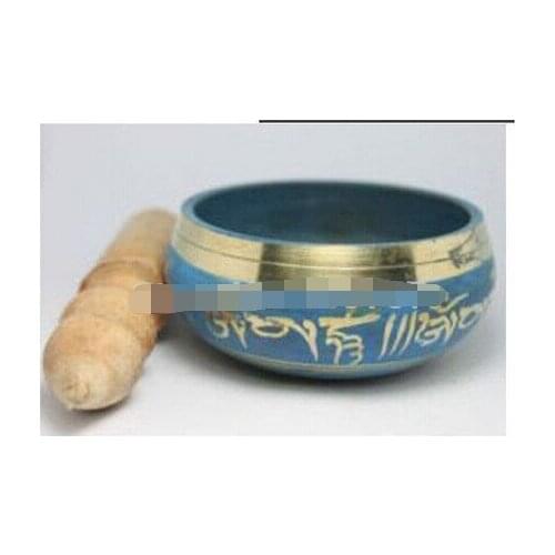 Asian Chinese about Tibetan Copper Crafted Gold Gilt Large Chakra Singing Bowl Brass Fine Arts Crafts decoration