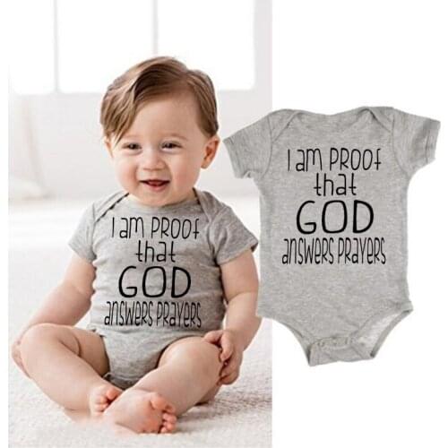 I Am Proof That God Answers Prayers Baby Bodysuit Cotton Newborn Toddler Baby Girl Boy Onesies Summer Body Baby Clothes