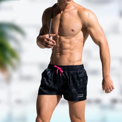 Des21 quick dry summer beach shorts men sexy swimwear surfing swim trunk shorts men swimsuit sunga fitness running shorts