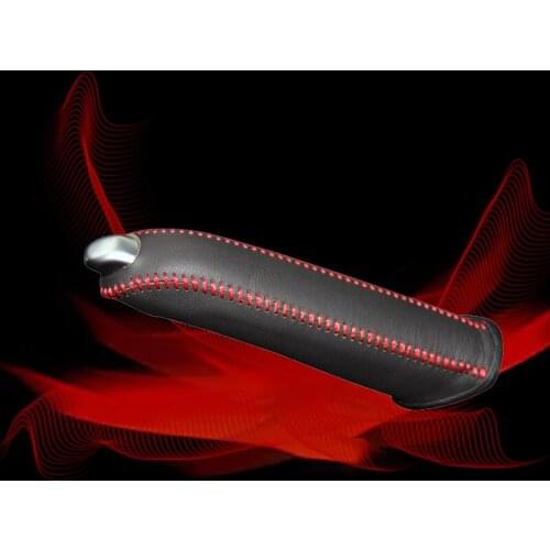 Car Hand Brake Covers Top Layer Leather Case for Peugeot 508 Handbrake Grips Cover Auto Genuine Leather Handbrake