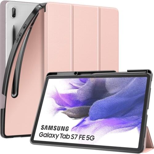 Case For Samsung Galaxy Tab S7 FE 12.4-Inch 2021 (SM-T730/T736B)&Galaxy Tab S7 Plus 2020,Shockproof Full Body Trifold Stand case