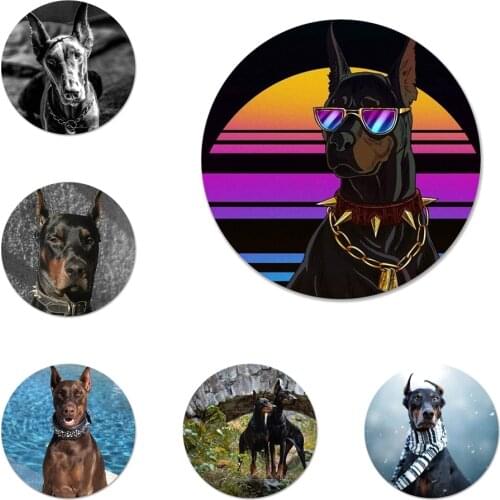 Black animal Doberman Pinscher Dog Badge Brooch Pin Accessories For Clothes Backpack Decoration gift 58mm