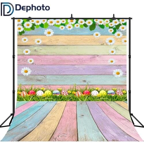 Dephoto Easter Photography Background Spring Flowers Eggs Wood Floor Backdrops for Children Kids Adult Portraits Photo Studio