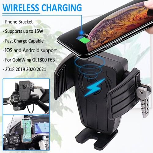 2018-2021 GL1800 Motorcycle GPS Phone Holder Wireless Charging Navigation Bracket Perch Mount For Honda Gold Wing GL 1800 F6B