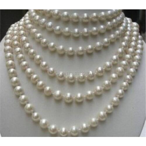8-9mm White pearl long necklace 130 inch DIY handmade women fashion jewelry wholesale and retail