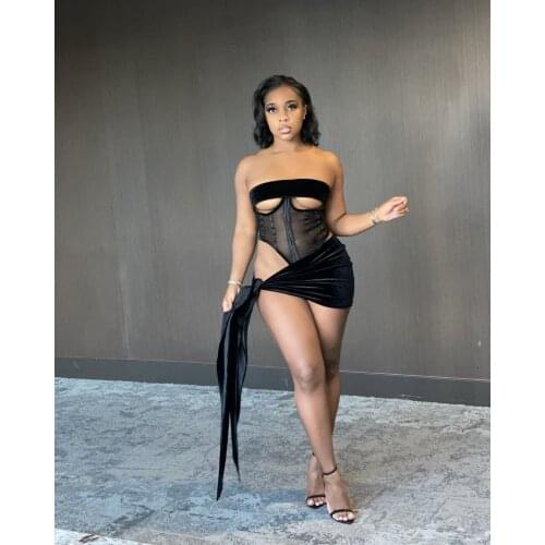 DPSDE fashion 2021 new summer sexy club party style sets sleeveless short top elastic mini short skirt pure color two piece sets