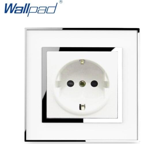 EU 2 Pin Power Socket Wallpad Acrylic Panel 16A Wall Electric Outlet Mirror EU German Standard Schuko Tomada
