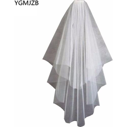 Velos De Novia 2018 White Ivory Wedding Veil Short Two Layer Wedding Accessories Cut Edge Tulle Bridal Veils