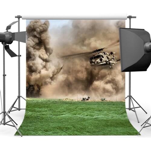 Mehofoto War Backdrops Old Master Green Grass War Plane Photography Backgrounds for Photo Props Studio CM-2195