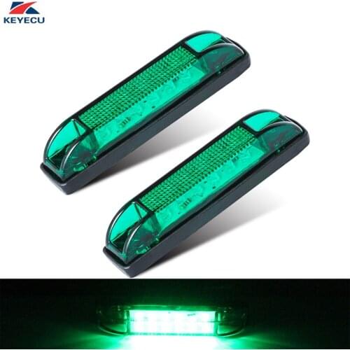 KEYECU 2 Pieces 4" Green 6LED Side Marker Lights Rear Side Clearance Marker Lamp for Truck Trailer Boat Bus RV Indoor Outdoor