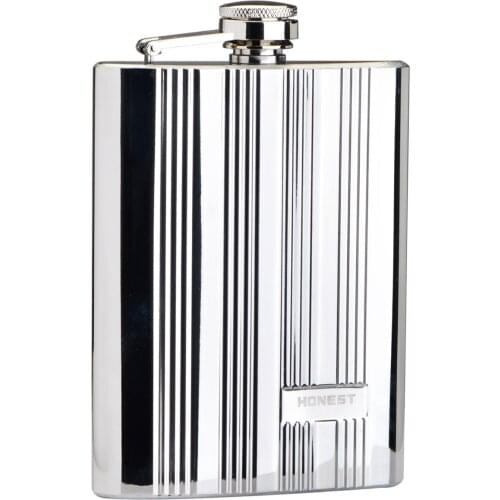 Good quality Portable 304 stainless steel flagon 8 oz stereo stripe hip flask,Wine set