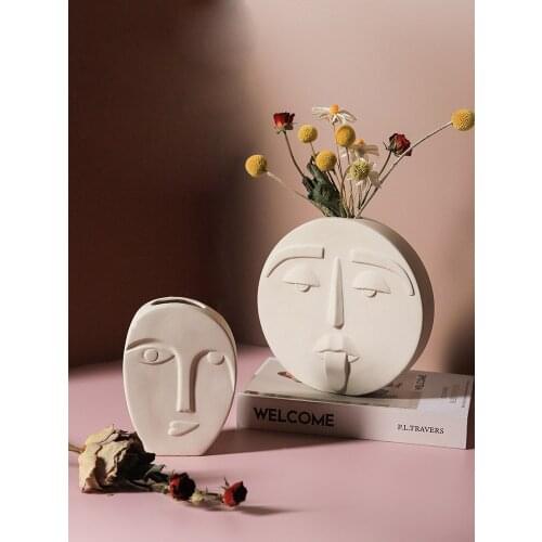 Creative face ceramic vase nordic decoration home Dried flower vases for weddings living room home decoration accessories