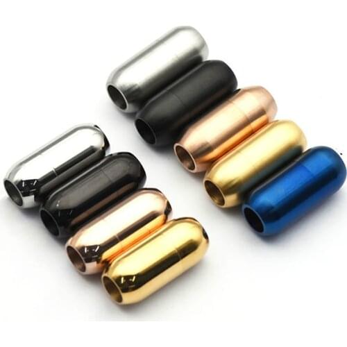5Pcs/Lot Stainless Steel Magnetic Clasps End Hole 5mm 6mm 8mm for Leather Cord Buckle Bracelet DIY Connectors Jewelry Making