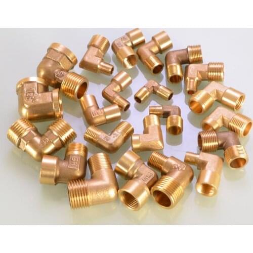 Full Copper Elbow Right Angle 1/8 1/4 3/8" Inch M9.5 M12.7 M16.5 Female Male Thread Water Pipe Fittings Pneumatic Connector