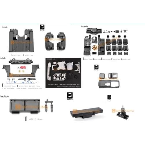 Simulation central control seat set+front/rear wheel cover+body lockers+engine trim for1/10 traxxas trx4 Defenderrc car parts