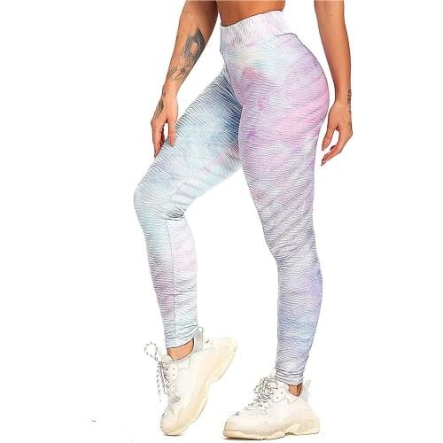 Fashion Running Leggings Women Printing Breathable Hip Lifting Exercise Bubble Yoga Pants Womens Clothes legginsy bezszwowe E2