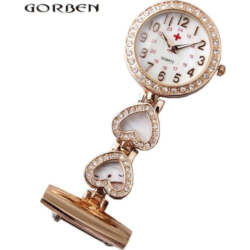 Fashion Ladies Classic Arabic Numerals Pocket & Fob Watches Stainless Steel Brooch Nurse Watch Women gifts relogio feminino