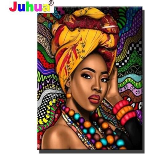 Full Square/Round Drill "African woman with turban" Mosaic Diamond Painting Cross Stitch DIY Embroidery puzzle Christmas Decor
