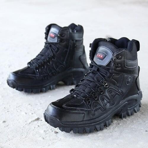 Mens Outdoor Hiking Boots Non-slip Rubber Boots Tactical Desert Combat Boots Army Work Shoes Mens High-top Boots